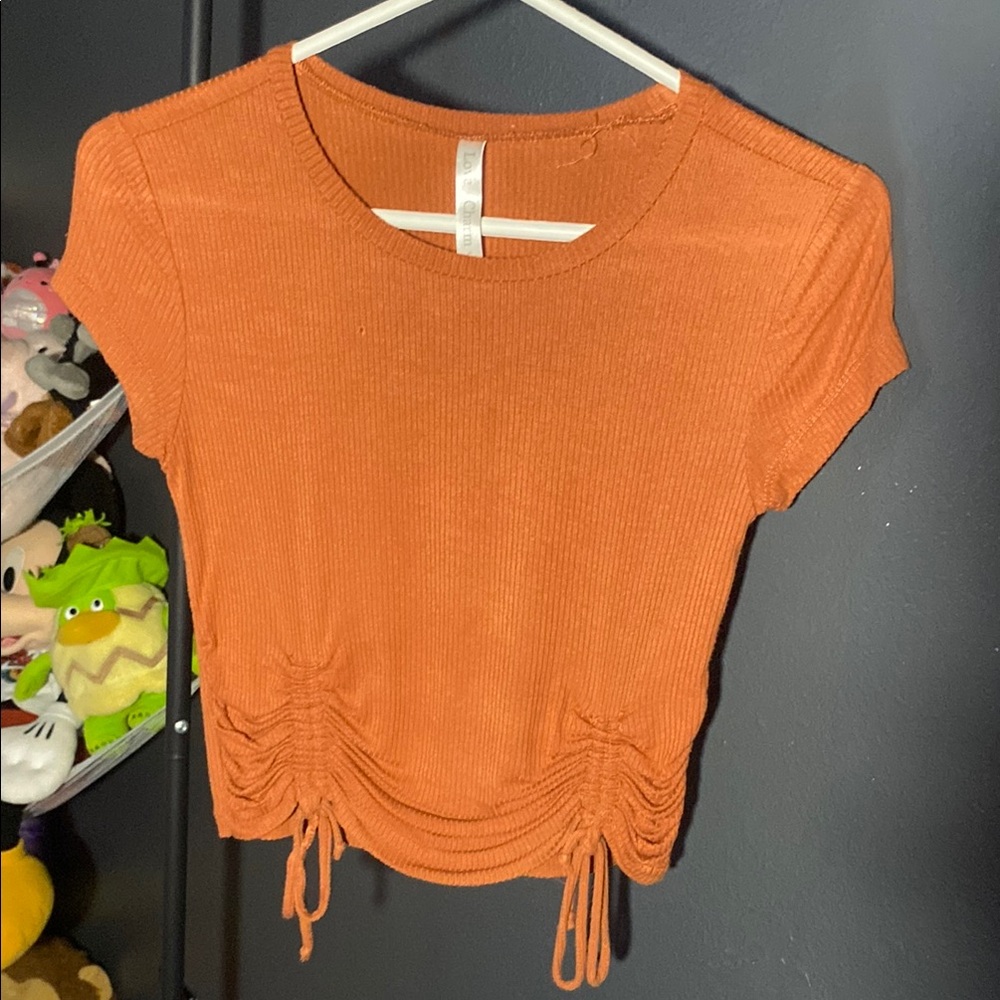 Rust Short Sleeve Ruched Top